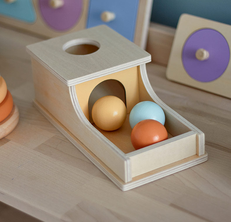Object Permanence Box with Colorful Ball Drop Feature