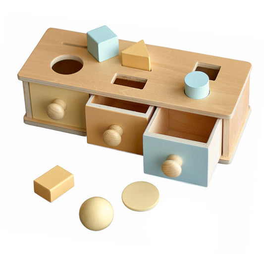 Montessori 3 in 1 Multi-Function Box - Coin Box Shape Sorter for Early Development