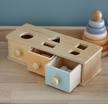 Montessori 3 in 1 Multi-Function Box - Coin Box Shape Sorter for Early Development