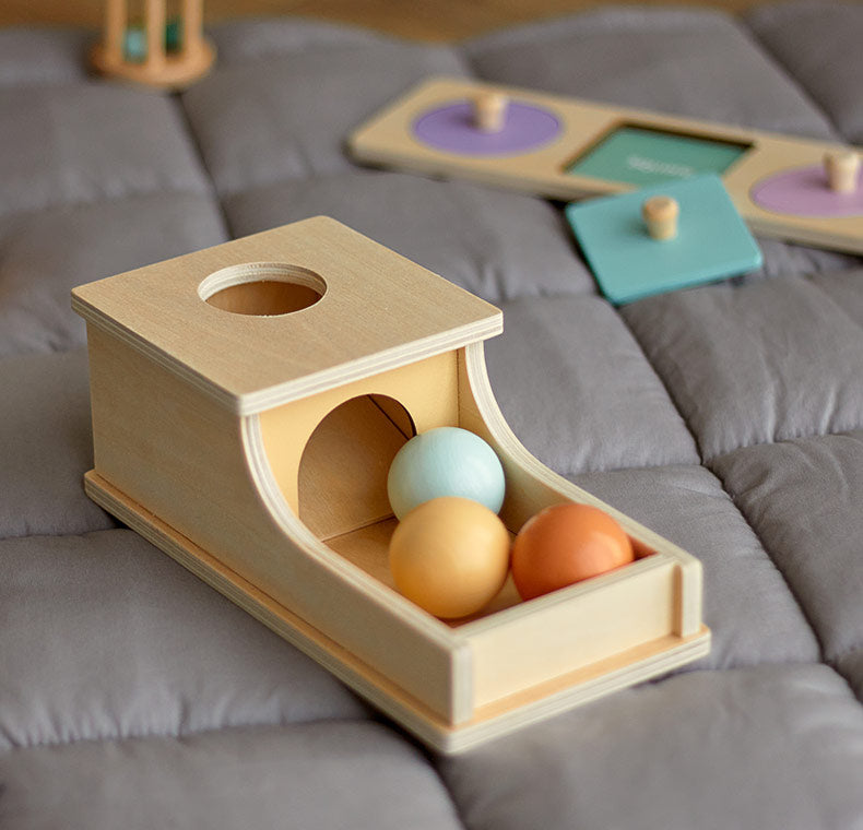 Object Permanence Box with Colorful Ball Drop Feature