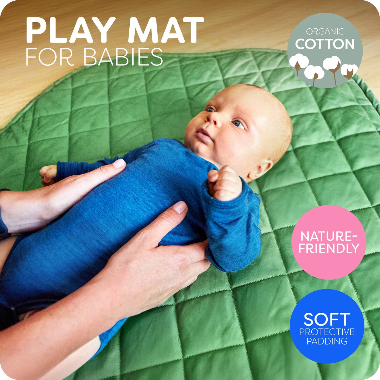 Cotton Baby Play Mat – Soft, Non-Toxic, Cushioned Activity Mat for Infants & Toddlers, Machine Washable, Large Size